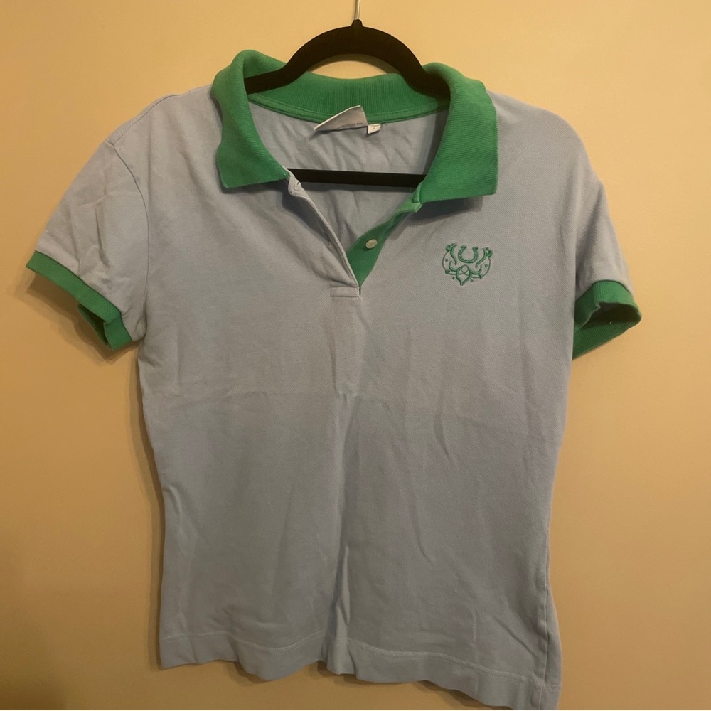 Blu Horse “Move Forward” Polo Shirt Size 4 Blue Women’s Equestrian Riding